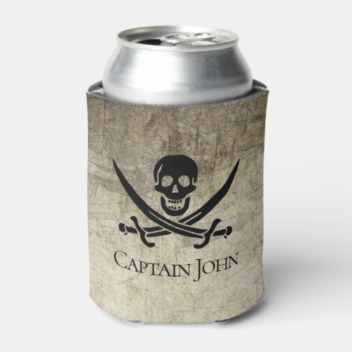 Jolly Roger and Name on Vintage Can Cooler