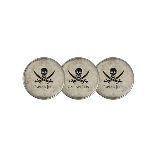 Jolly Roger and Name on Vintage Golf Ball Marker