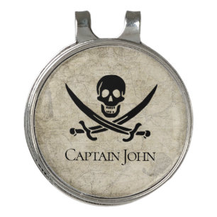 Jolly Roger and Name on Vintage Golf Hat Clip