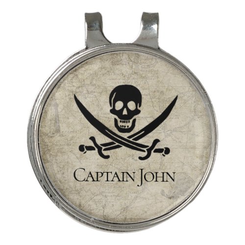 Jolly Roger and Name on Vintage Golf Hat Clip