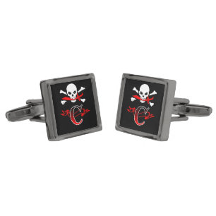 Jolly Roger C Monogram Initial Cufflinks