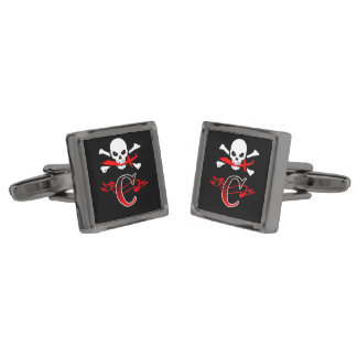 Jolly Roger C Monogram Initial Cufflinks