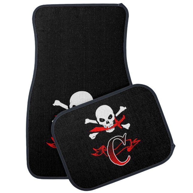 Jolly Roger C Monogram Initial Set of Car Mats (Set)