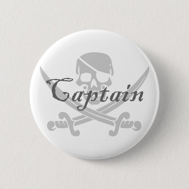 Jolly Roger Captain Pinback Button (Front)