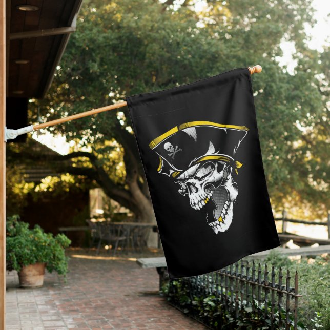 Jolly Roger Captain Skull House Flag (In SItu)