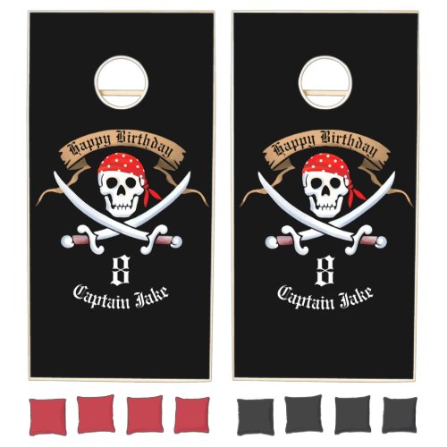 Jolly Roger Compass Pirate Party Cornhole Set