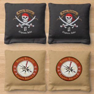 Jolly Roger Compass Pirate Party Game Cornhole Bags