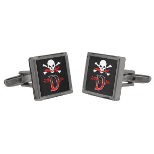 Jolly Roger D Monogram Initial Cufflinks
