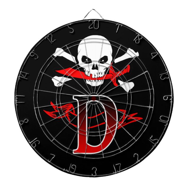 Jolly Roger D Monogram Initial Dart Board (Front)