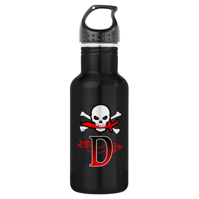 Jolly Roger D Monogram Initial Water Bottle (Front)