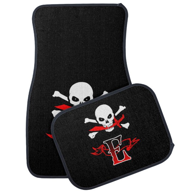 Jolly Roger E Monogram Initial Set of Car Mats (Set)