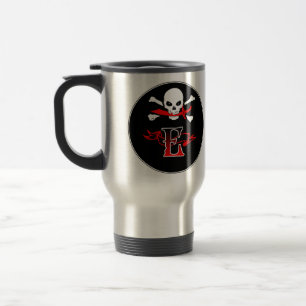 Jolly Roger E Monogram Initial Travel Mug