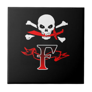 Jolly Roger F Monogram Initial Ceramic Tile