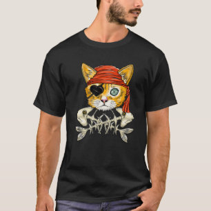 Jolly Roger Flag Skull And Crossbones - Funny Cat T-Shirt