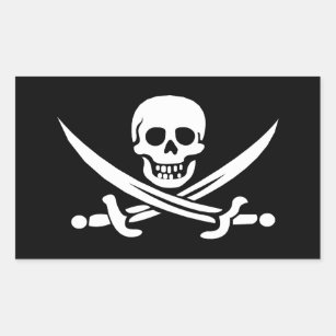 Pirate Flag Jolly Roger Ship Skull  #24025 4x Rectangle Stickers 