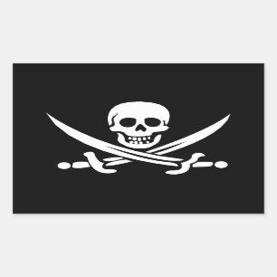Jolly Roger flown by Calico Jack Rectangular Sticker