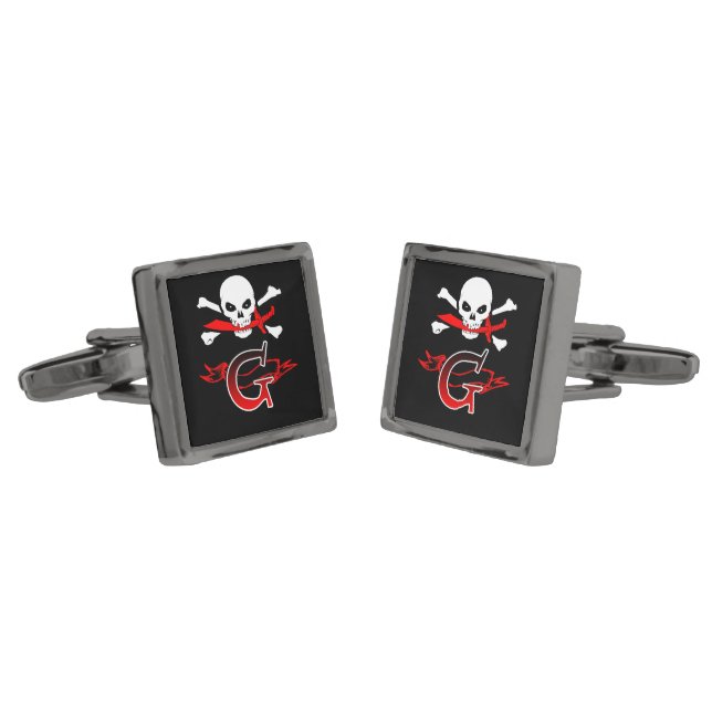 Jolly Roger G Monogram Initial Cufflinks (Angled)