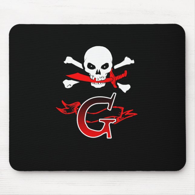 Jolly Roger G Monogram Initial Mouse Pad (Front)