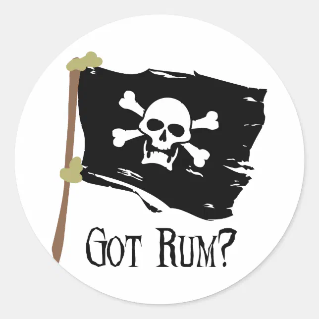Jolly Roger Got Rum Classic Round Sticker Zazzle