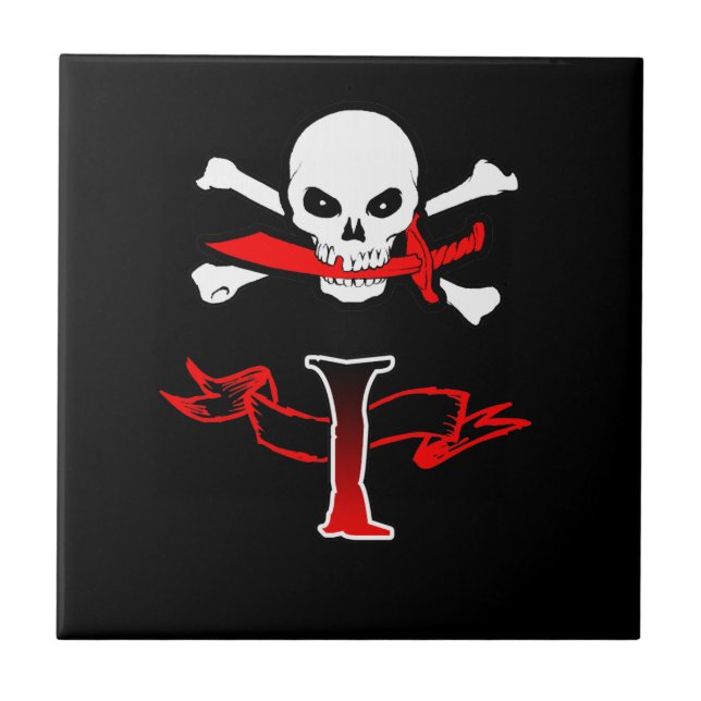 Jolly Roger I Monogram Initial Tile (Front)
