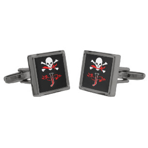 Jolly Roger J Monogram Initial Cufflinks