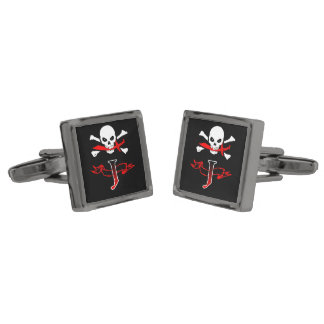 Jolly Roger J Monogram Initial Cufflinks