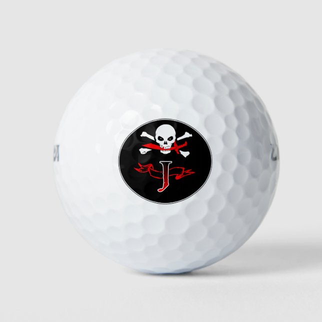 Jolly Roger J Monogram Initial Golf Balls (Front)