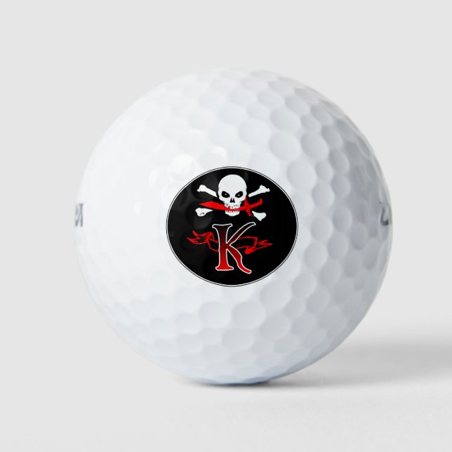 Jolly Roger K Monogram Initial Golf Balls (Front)
