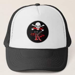 Jolly Roger K Monogram Initial Trucker Hat