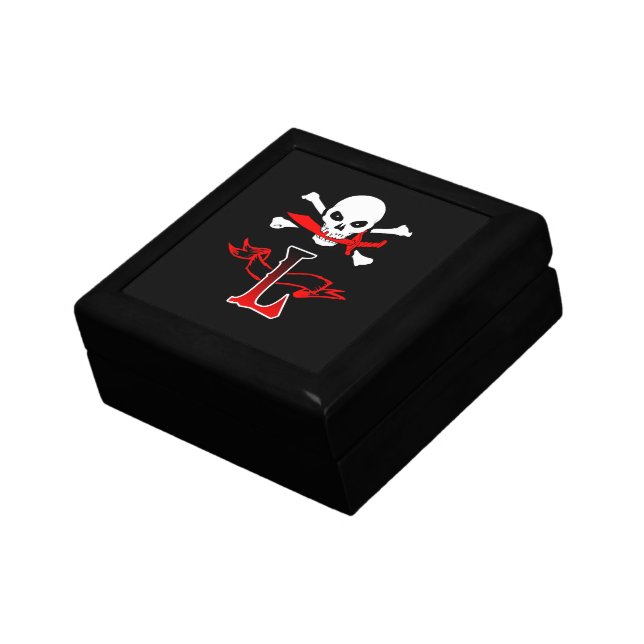 Jolly Roger L Monogram Initial Jewelry Box (Side)