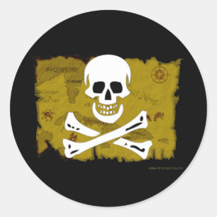 Jolly Roger Map #3 Classic Round Sticker