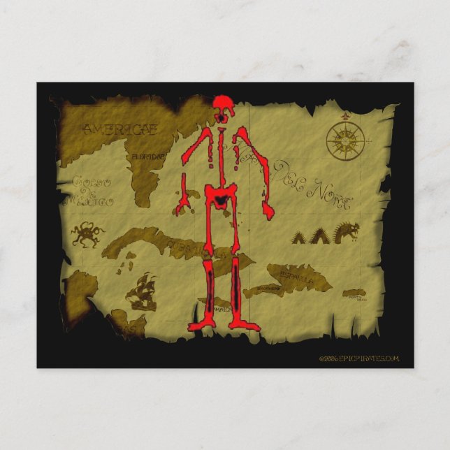 Jolly Roger Map #6 Postcard (Front)
