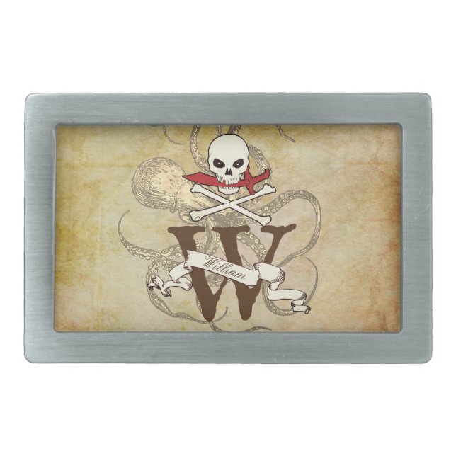 Jolly Roger Monogram Initial Belt Buckle (Front)
