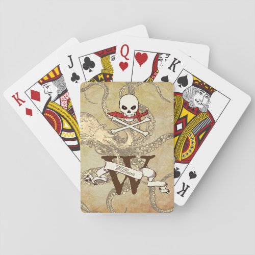 Jolly Roger Monogram Initial Classic Playing Cards