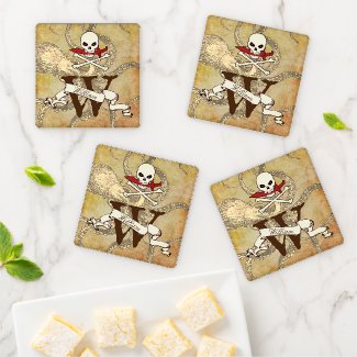 Jolly Roger Monogram Initial Coaster Set