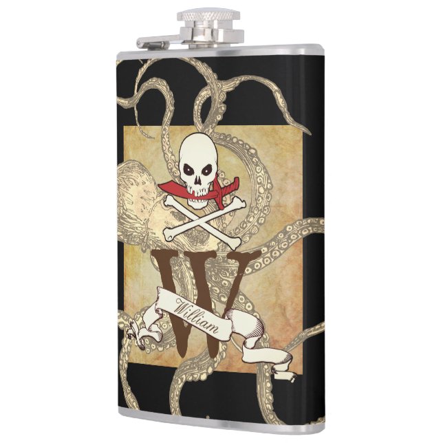 Jolly Roger Monogram Initial  Flask (Left)