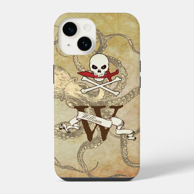 Jolly Roger Monogram Initial  Iphone Case (Back)