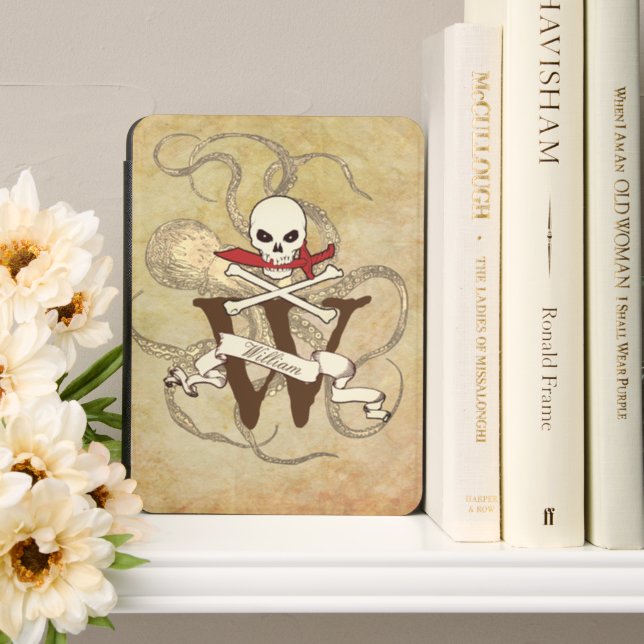 Jolly Roger Monogram Initial  Kindle Cover (In Use (Bookshelf))