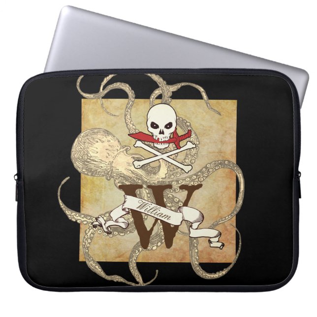 Jolly Roger Monogram Initial Laptop Sleeve (Front)