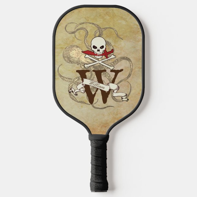Jolly Roger Monogram Initial  Pickleball Paddle (Front)
