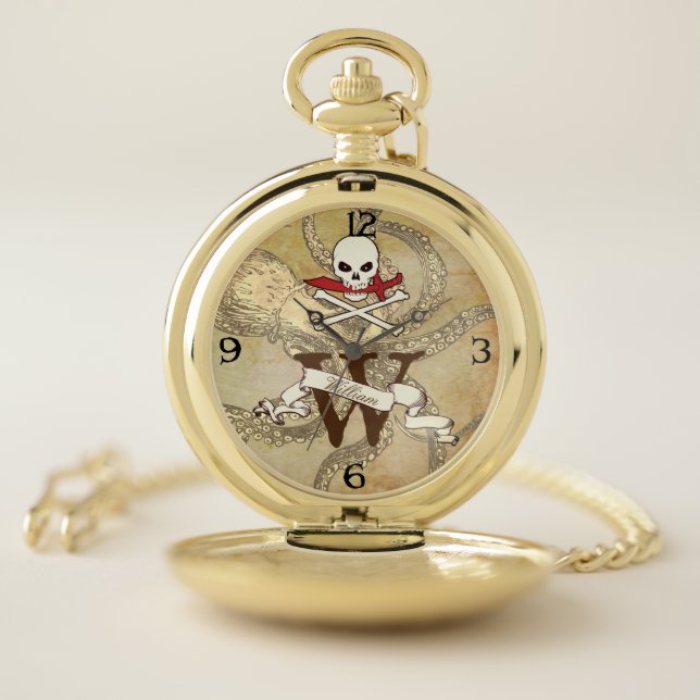 Jolly Roger Monogram Initial  Pocket Watch (Inside)