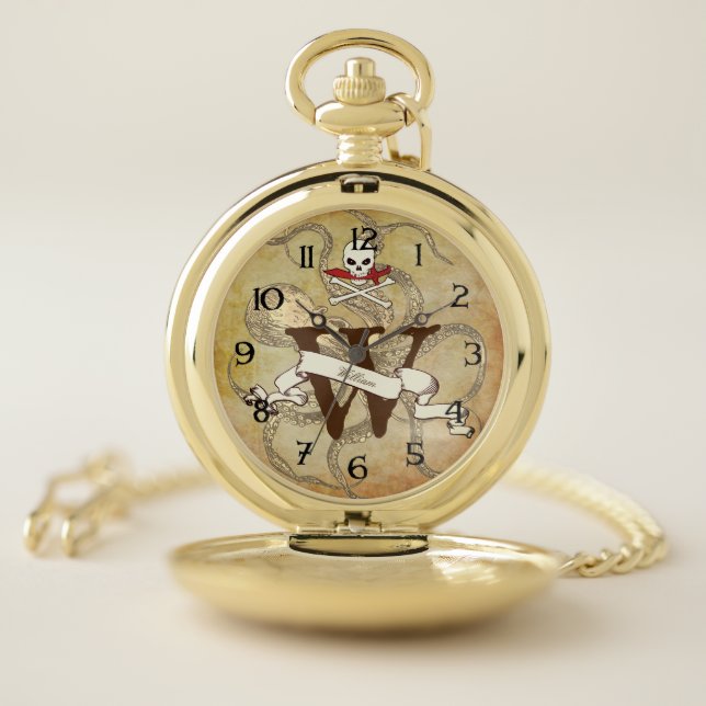 Jolly Roger Monogram Initial Pocket Watch (Inside)