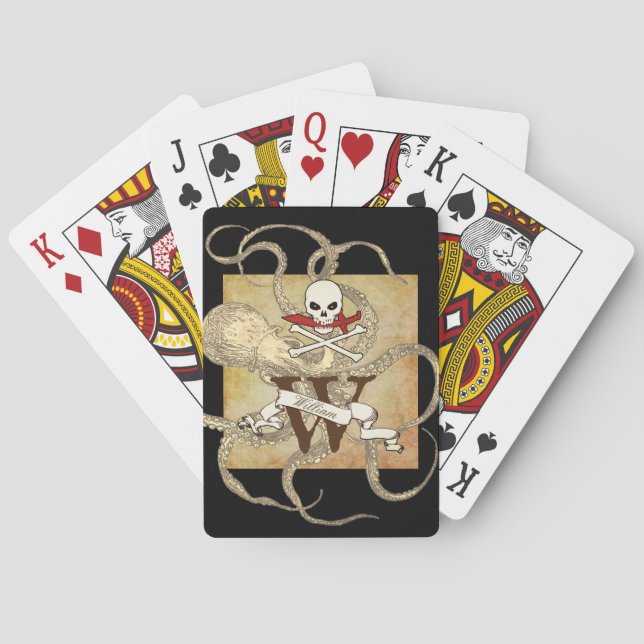 Jolly Roger Monogram Initial Poker Cards (Back)