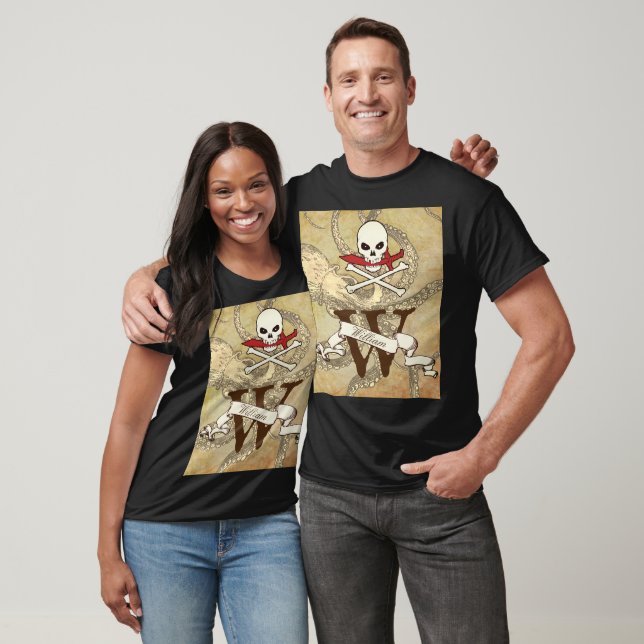 Jolly Roger Monogram Initial  T-Shirt (Unisex)