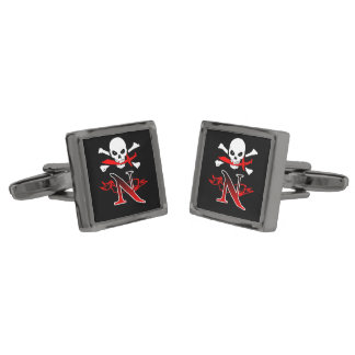 Jolly Roger N Monogram Initial Cufflinks