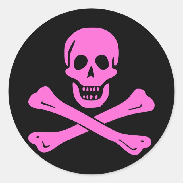 Jolly Roger Pink Classic Round Sticker (Front)