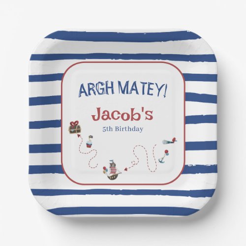 Jolly Roger Pirate Ahoy Matey Birthday Party  Paper Plates