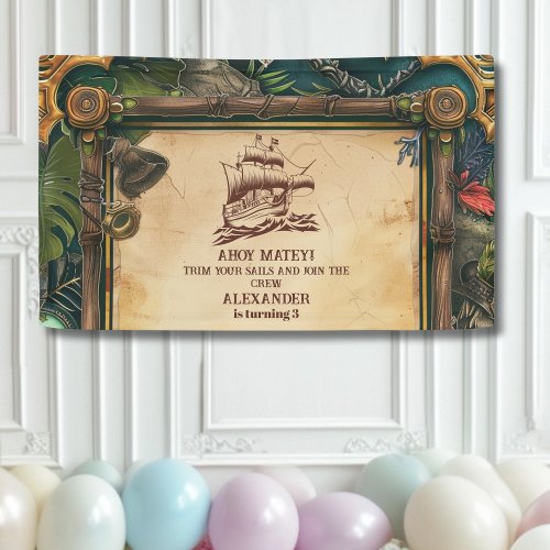Jolly Roger Pirate Birthday Party Banner
