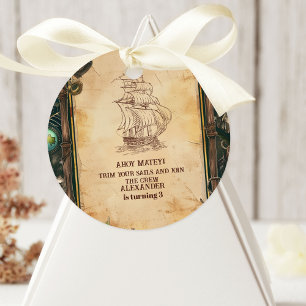 Jolly Roger Pirate Birthday Party Classic Round Sticker