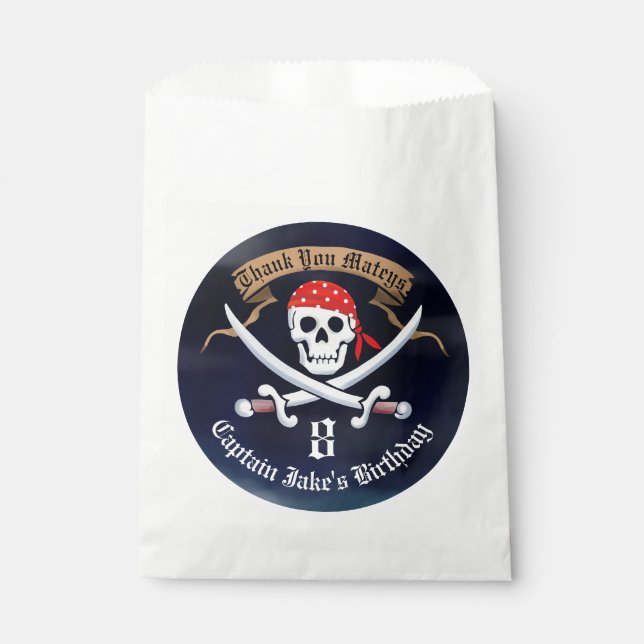 Jolly Roger Pirate Birthday Party Favor Bag (Front)